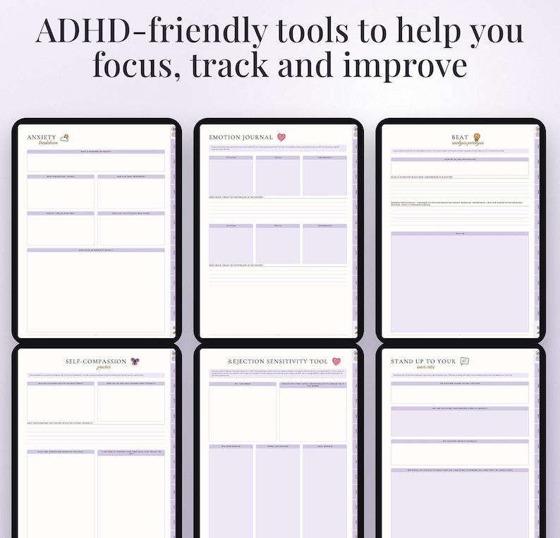 Adhd Digital Planner, Undated 110-page Hyperlinked Life for iPad and ...