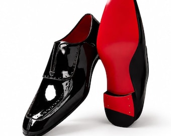 Scarpe Oxford da uomo nere in vernice, fatte a mano – Scarpe eleganti di lusso con lavorazione Goodyear.