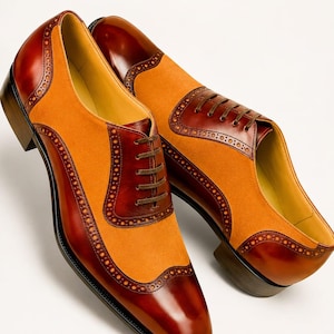 burnt orange dress shoes men's Owen Leather Lizard and Crocodile Print Oxford Style Dress Shoes, Black / 9