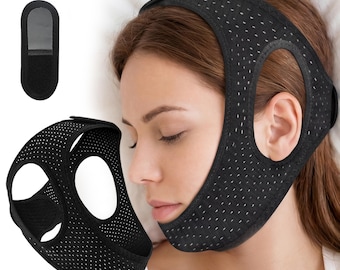 Adjustable Anti Snoring Chin Strap, Breathable Sleep Aid for Men Women