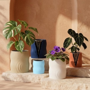 3D Printed Self-Watering Planter with Viewing Window for Aroids (Sleeve, Reservoir, Net Pot)