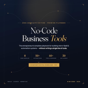 No-Code Business Tools Playbook | Build Micro SaaS & Automation (Digital Download)