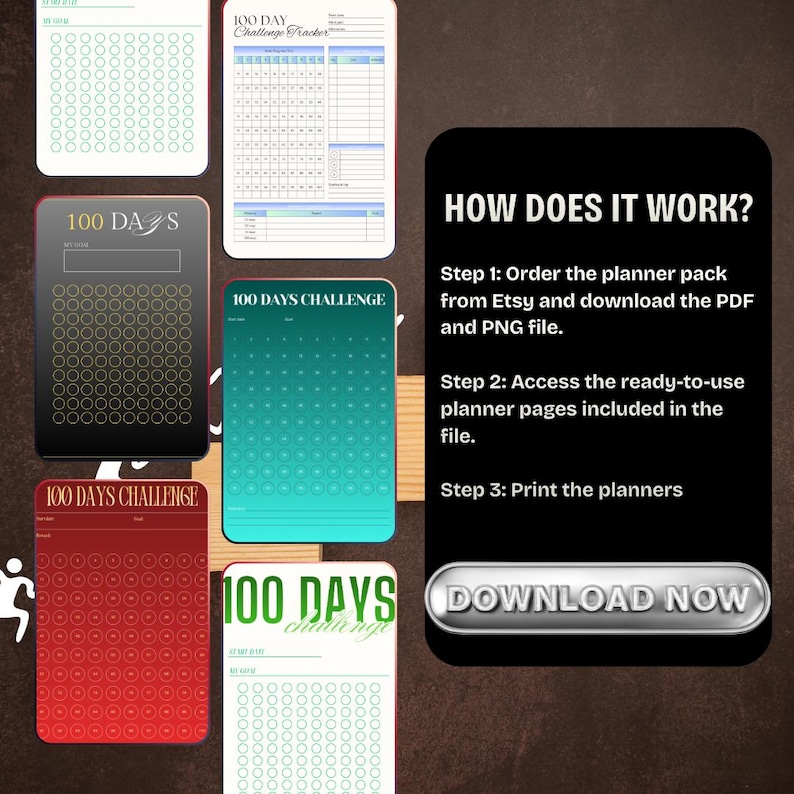 100 Day Goal Challenge Planner Printable | Habit Tracker & Goal Journal ...