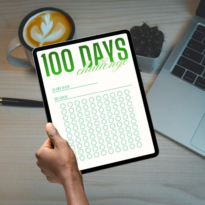 100 Day Goal Challenge Planner Printable | Habit Tracker & Goal Journal ...