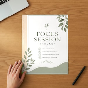 Focus Session Tracker Printable, Deep Work Planner for Students, Distraction Blocker Log, Study Concentration Sheet, Productivity Organizer