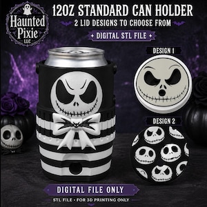 Jack Can Cooler 3D File | 12oz Standard STL, 2 Lids (Digital Download).