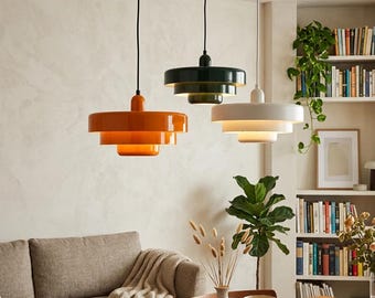 Layered Scandinavian Pendant Lamp, Mid Century Modern Retro Ceiling Light