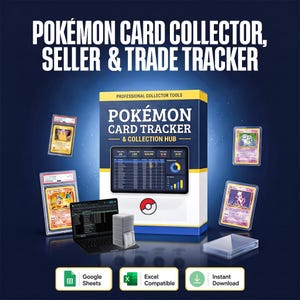 2027 Pokémon-kortspårare och samlarvinstöversikt (Google Sheets / Excel) Logg för samlarkortsinventering | Digitala Pokémon-presenter