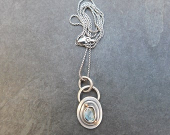 London Blue Topaz Sterling Silver 14k Gold Small Minimalist Pendant