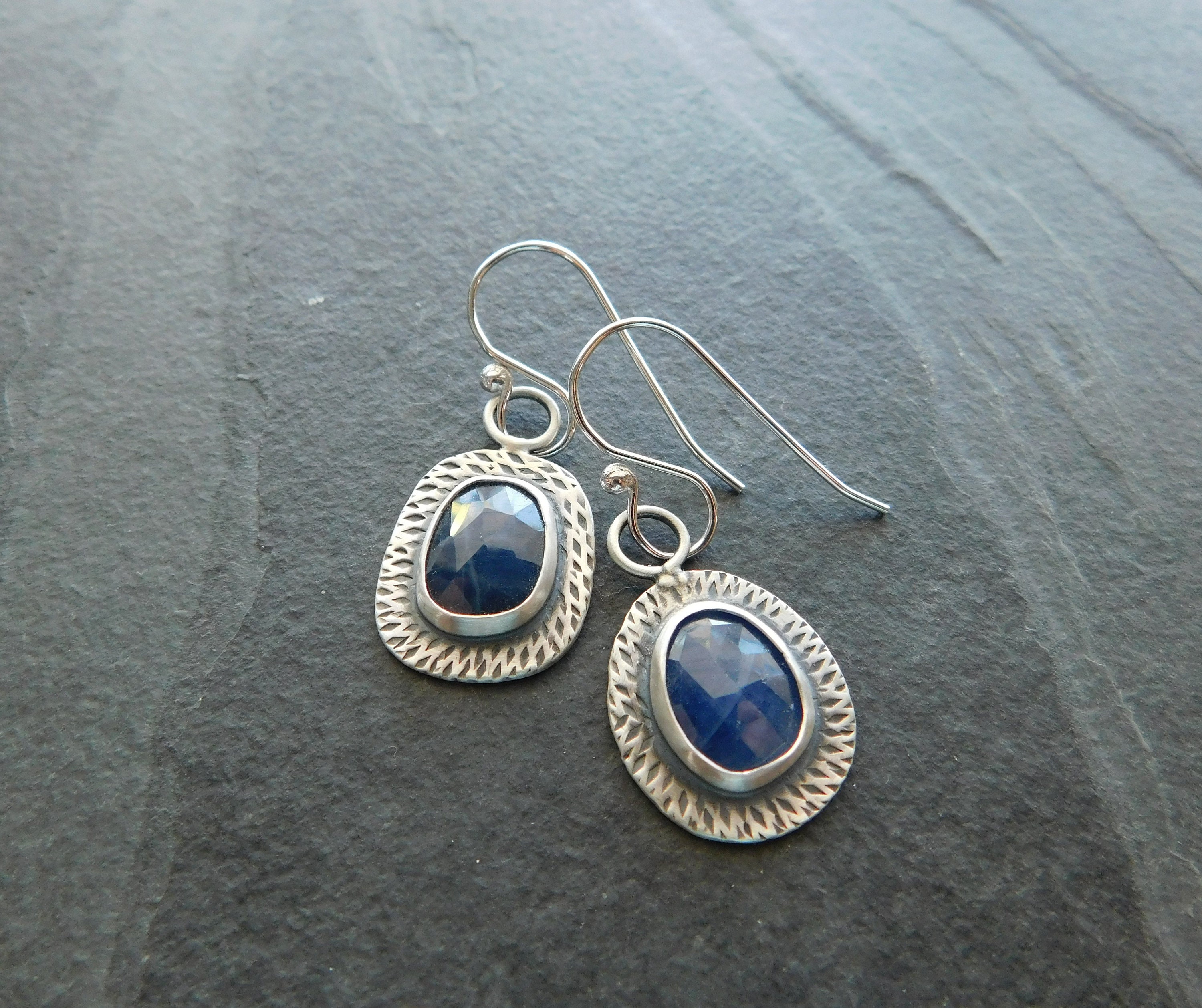 V3 Jewelry Sterling Silver Cushion cut 17.00 Carat Blue Sapphire Solitaire Dangle Earrings main image 1