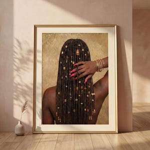 Schwarze Frau Geflochtenes Haar Wand Kunst Druck | Boho Afrocentric Dekor (Digital Instant Download)