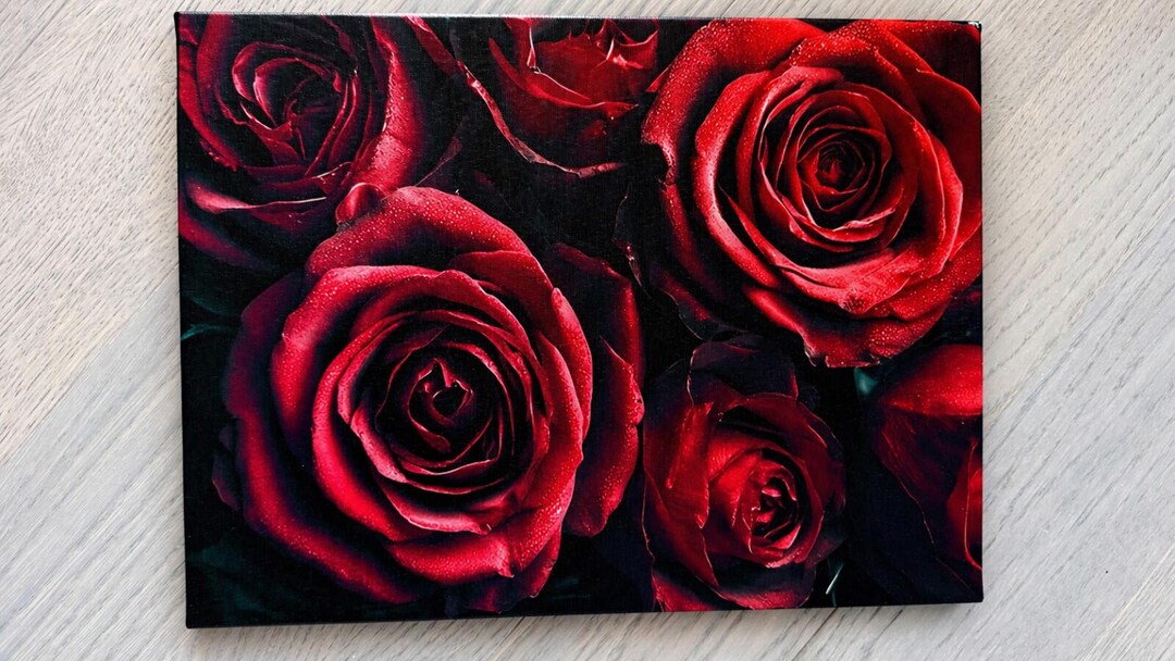 Red Rose Canvas Wall Art Floral Print Poster 12x16" Romantic Home Decor ...