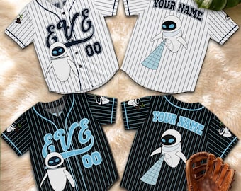 Personalized EVE Baseball Jersey, Custom Pixar WALL-E Disney Sports Shirt, Cute Cartoon Family Matching Gift Tee