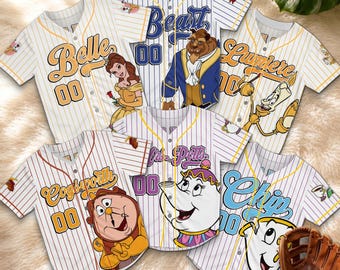 Personalized Beauty And The Beast Baseball Jersey, Disney Couple Matching Shirt, Family Vacation Custom Jersey