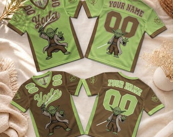 Personalized Yoda Football Jersey, Custom Jedi Master Shirt, Star Wars Inspired Fan Gift, Sci Fi Movie Jersey