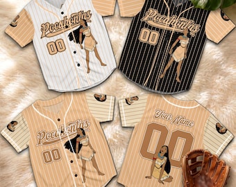 Personalized Pocahontas Baseball Jersey, Custom Native Princess Inspired Shirt, Adventure Movie Fan Gift, Cartoon Character Jersey
