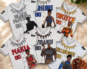 Personalized Black Panther Wakanda Jersey, Marvel Hero Family Shirt, Shuri Okoye Nakia Sports Tee, Superhero Vacation Outfit