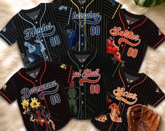 Personalized Dark Villains Baseball Jersey, Custom Hades Surtur Dormammu Sports Shirt, Superhero Fan Gift Tee