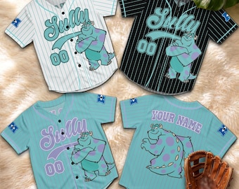 Personalized Sulley Baseball Jersey, Custom Monsters Inc Pixar Sports Shirt, Cute Cartoon Family Matching Fan Gift Tee