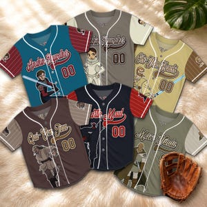 Personalized Prequel Trilogy Baseball Jersey, Custom Anakin Padme Obi-Wan Qui-Gon Darth Maul Yoda Shirt, Jedi Fan Gift