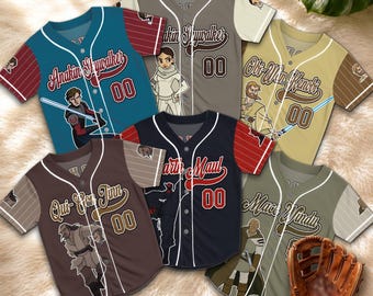 Personalized Prequel Trilogy Baseball Jersey, Custom Anakin Padme Obi-Wan Qui-Gon Darth Maul Yoda Shirt, Jedi Fan Gift