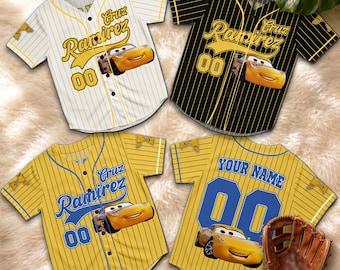 Personalized Cruz Ramirez Baseball Jersey, Custom Cars Pixar Racing Shirt, Cartoon Family Matching Fan Gift Tee