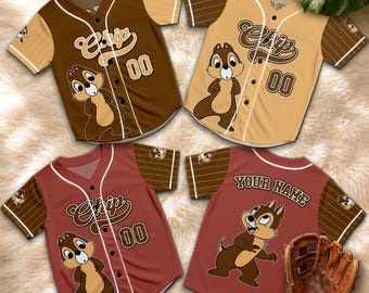 Personalized Chip Baseball Jersey, Custom Cute Chipmunk Shirt, Funny Cartoon Character Fan Apparel, Birthday Gift