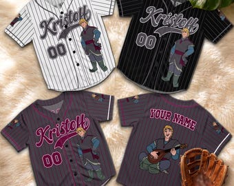 Personalized Kristoff Baseball Jersey, Custom Frozen Disney Sports Shirt, Cartoon Family Matching Fan Gift Tee