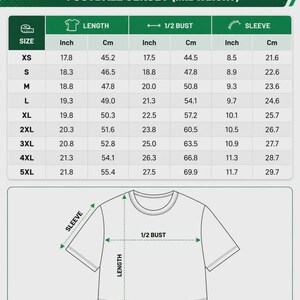 May include: A size chart for an all-over print crewneck hybrid mesh croptop football jersey. The chart includes columns for length, 1/2 bust, and sleeve measurements in inches and centimeters for sizes XS through 5XL, with a line drawing of the shirt.