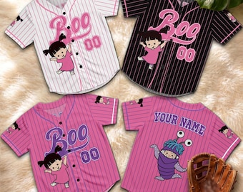 Personalized Boo Baseball Jersey, Custom Monsters Inc Pixar Shirt, Cute Cartoon Sports Jersey Gift for Kids & Family