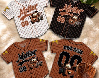 Personalized Mater Baseball Jersey, Custom Cars Tow Truck Disney Sports Shirt, Cartoon Family Matching Fan Gift Tee