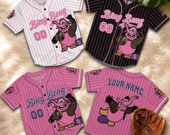 Personalized Bing Bong Baseball Jersey, Custom Pixar Inside Out Sports Shirt, Cute Cartoon Family Matching Gift Tee