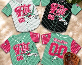 Personalized Flit Baseball Jersey, Custom Cute Hummingbird Inspired Shirt, Cartoon Bird Fan Gift, Animal Lover Jersey