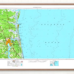 Mapa Jacksonville, FL, z 1957 r., vintage | Pobieranie cyfrowe | Grafika ścienna do druku