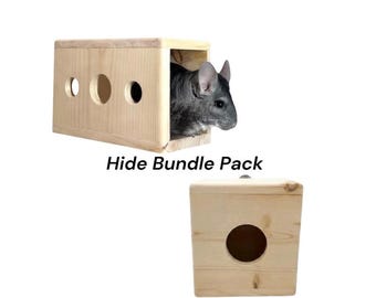 Tunnel House Bundle Pack Hide -Freestand OR Bolted Platform Level Ledge - Small Animal Enrichment Hideout Hut Chinchilla Rat Degu Guinea Pig