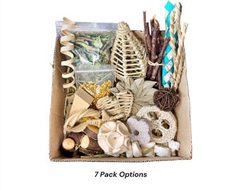 Mystery Enrichment Box Variety Chew Toy Surprise Assortment Organic Natural Safe Materials Chinchilla Rabbit Bird Hamster Rat Guinea Pig ect