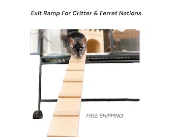 Kiln Dried Pine Ramp for Critter Ferret Nation Cage - Safe Wood Materials  - Enrichment Steps - Easy Use For Chinchilla Rat Degu Ferret ect