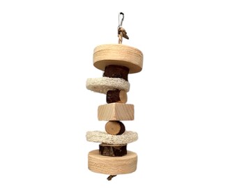 Small Animal Chew Toy Hanging Enrichment - Safe, Healthy, Natural Materials - Chinchilla Rat Squirrel Small Animal -