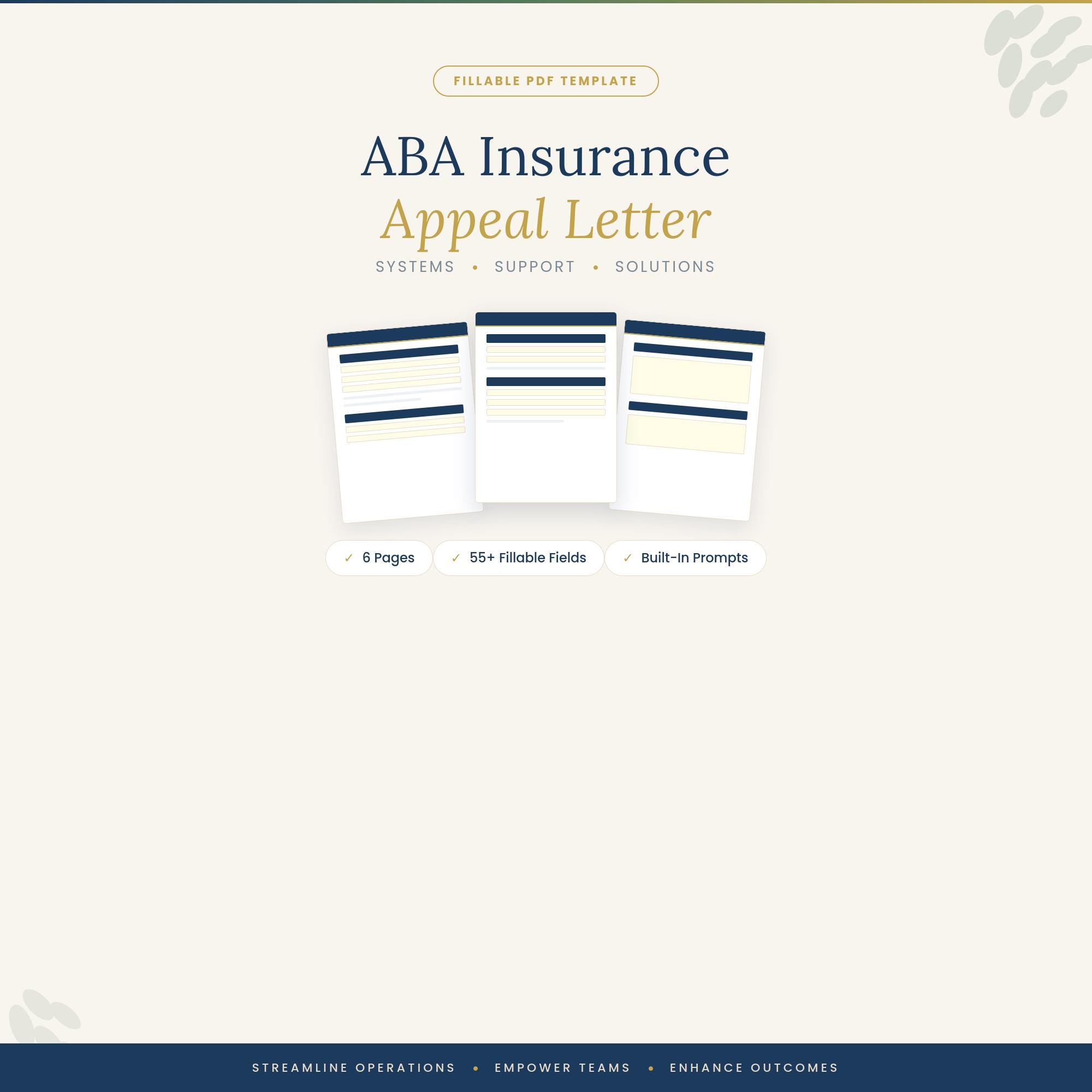 ABA Insurance Appeal Letter Template | Fillable PDF | Denial Response ...