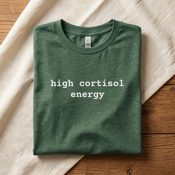 high cortisol energy t-shirt in heather forest