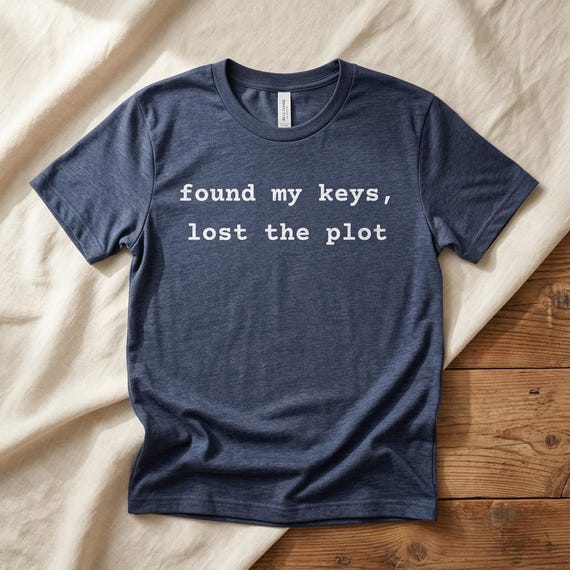 found my keys, lost the plot t-shirt in heather navy