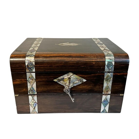 Antique 19th Century Victorian English Rosewood Inlaid Abalone