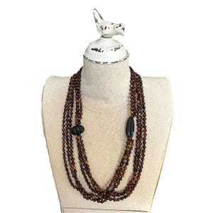 Vintage MONIES Carved Horn Beaded Necklace: Gerda Lynggaard, Denmark