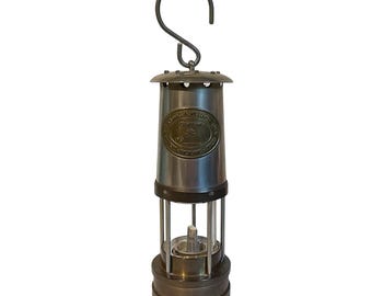 Vintage Brass British Coal Mining Safety Miners Lamp, Aberaman