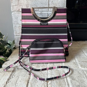 Kate spade pink shop and blue striped purse