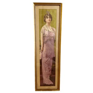 Antique Edwardian 1916 Pabst Brewing Yard Long Advertising Girl Print