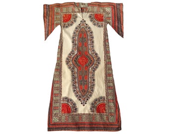 Vintage 1960's Pakistani Dashiki Caftan Dishdash Dress - Boho Hippie Festival Wear  - Middle Eastern Sz M/L