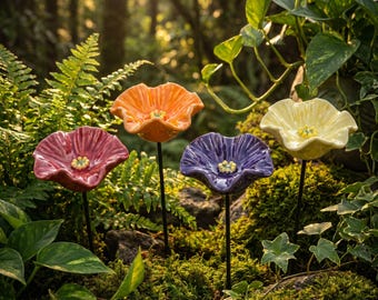 Bee Watering Station Flower Stakes, Cottagecore Garden Decor, Pollinator Butterfly Feeder, Balcony Planter Art, Enchanted Sanctuary