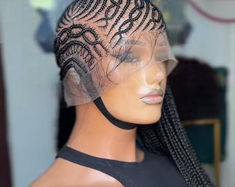 Designer Braided Ponytail Wig: 30-Inch Full Lace Unit, Adjustable Strap