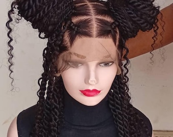 Boho Twist Full Lace Wig: 30-Inch Curly Human Hair (Black)